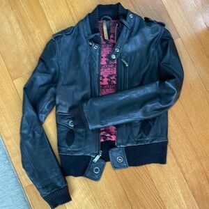 Black Leather Jacket with Red Lining